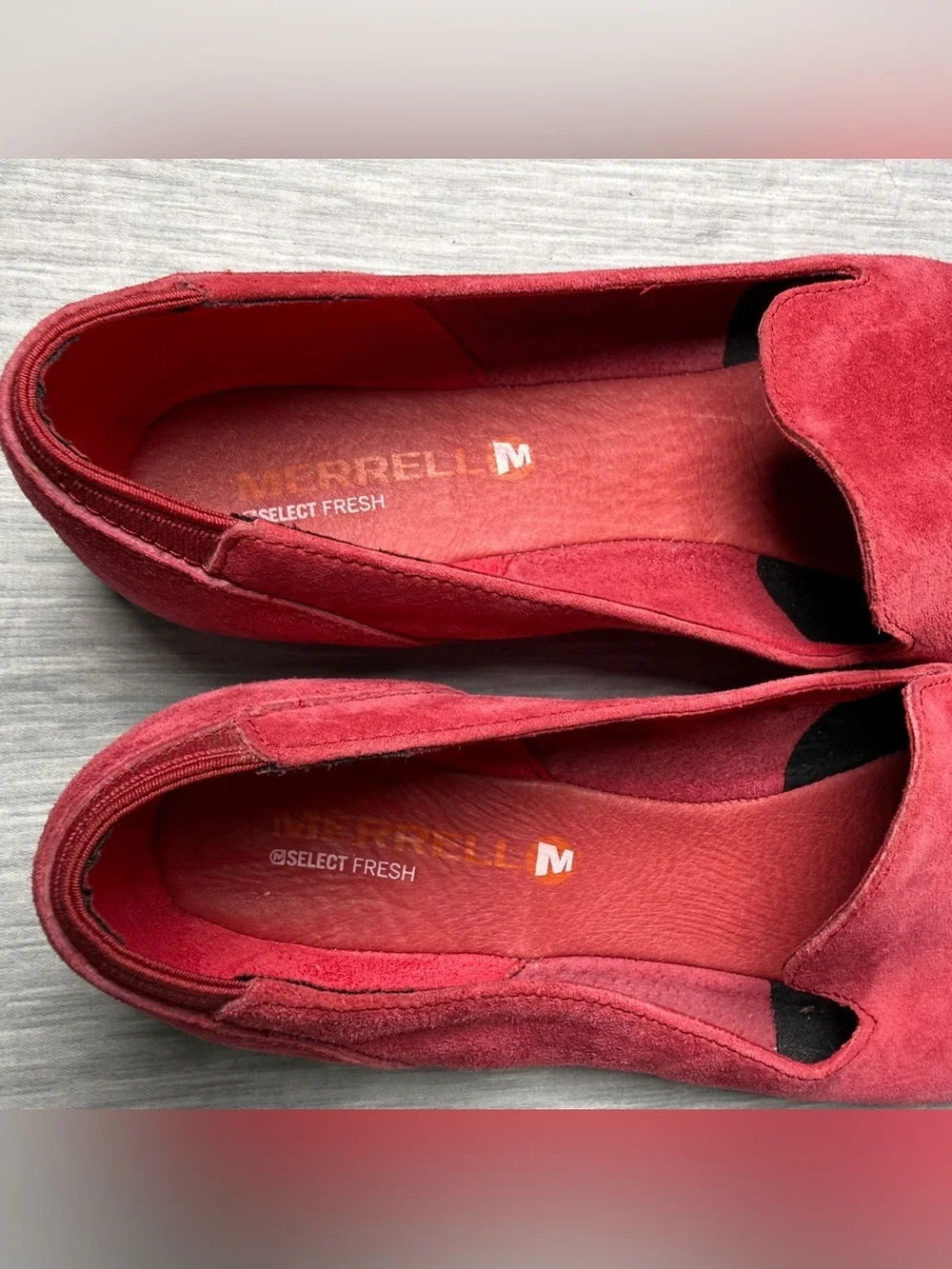 Merrell Mimix Fuse Flat Red Suede Loafer Ballet Flat Comfort Size 9